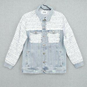 BB Dakota Denim Jacket Womens Extra Small Blue Button Front Long Sleeve Festival